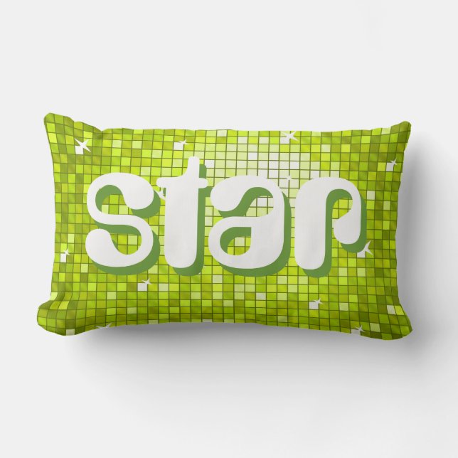 Disco Tiles Lime 'étoile jeter oreiller texte d'am (Recto)