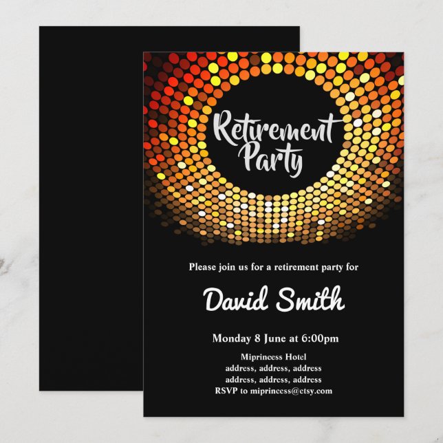 disco, vintage, danse invitation de la retraite (Devant / Derrière)