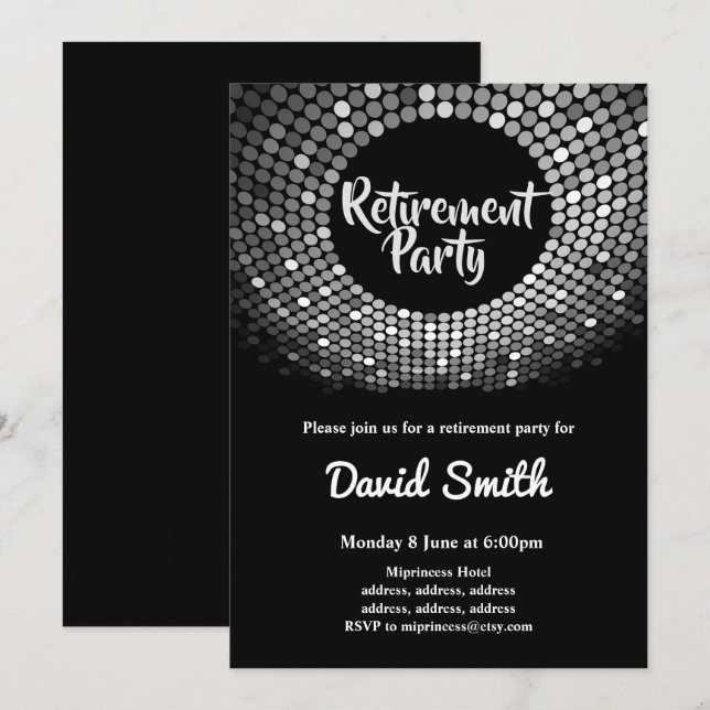 disco, vintage, danse invitation de la retraite (Devant / Derrière)