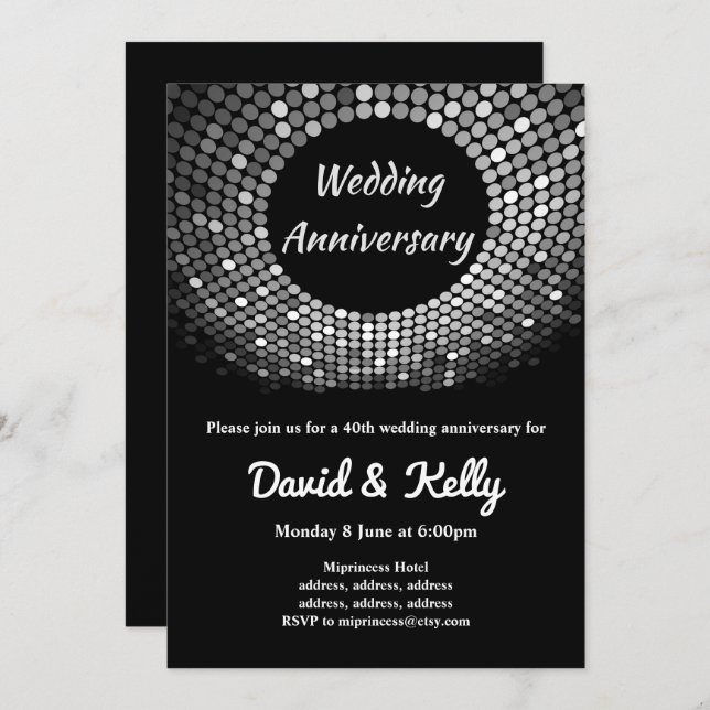 disco, vintage, danse mariage, invitation annivers (Devant / Derrière)