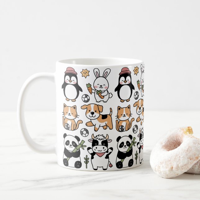 **Discover Our Coffee Mug with Smiling Animals!** (Avec donut)