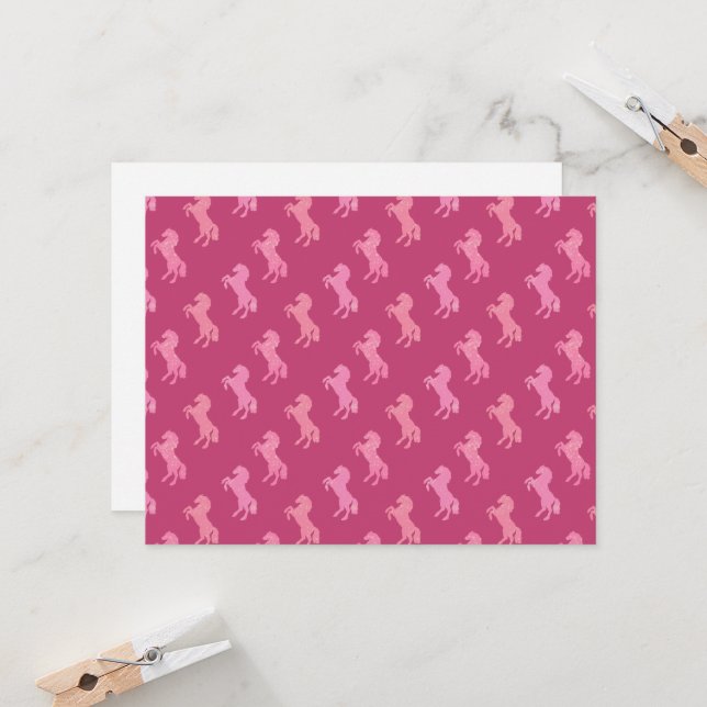 Dismal Pink Art School Horses Cowgirl Flat Cards (Devant/Arrière en situation)