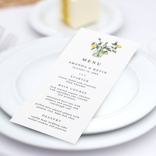 Disposition de citron d'été Menu de mariage (Créateur téléchargé)