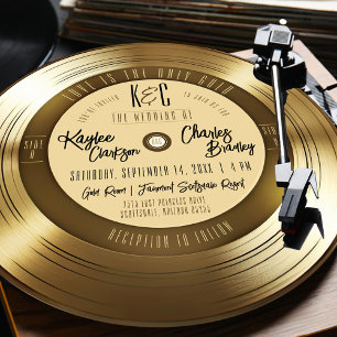 Disque vinyle doré Invitation de mariage unique vi