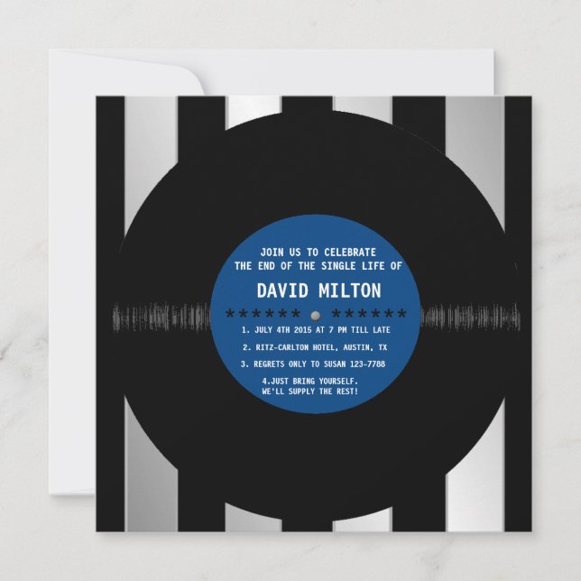 Disque Vinyle Rétro l Cartes d'Invitation pour Ent (Devant)