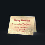 Distance Bonne carte de copine d'anniversaire<br><div class="desc">Distance d'or de luxe Heureux Birthday Girlfriend personnalisé carte de voeux.</div>