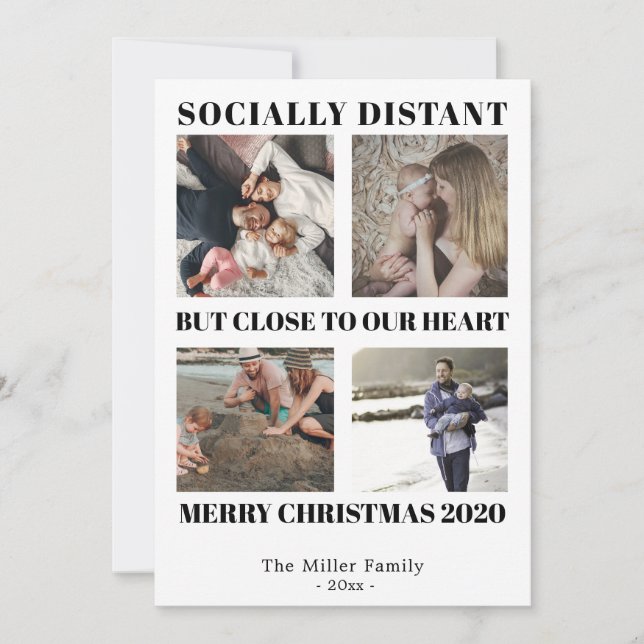 Distance sociale Joyeux Noël 2020 carte photo (Devant)