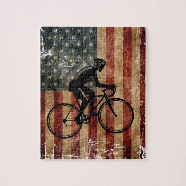 Distress American Flag Bicycle Puzzle (Vertical)