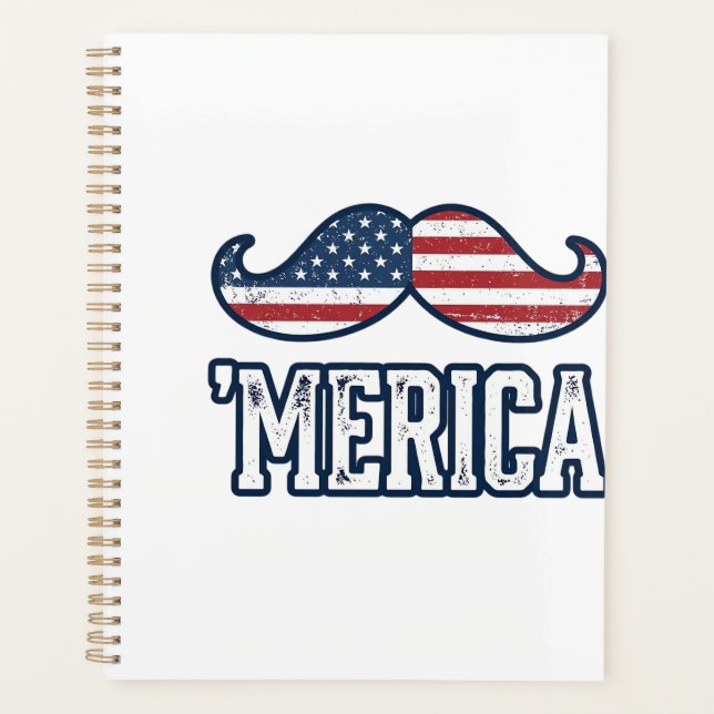 Distressed America Mustache Patriotic Vector Desig (Devant)