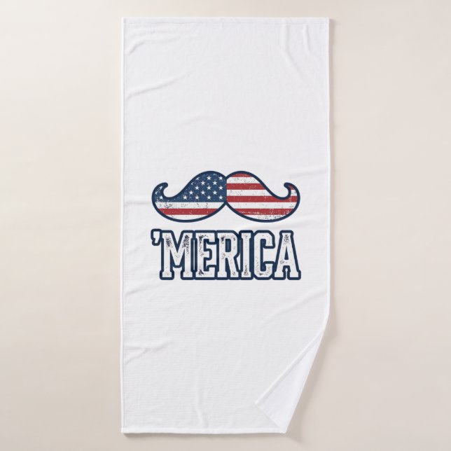 Distressed America Mustache Patriotic Vector Desig (Serviette de bain)