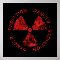Distressed Red Radiation Symbol Poster