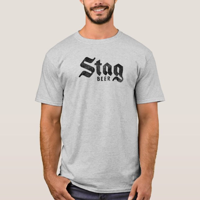 Distressed "Stag Beer" Retro Logo T-Shirt (Devant)