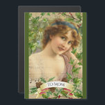 Distressed Victorian Woman in the Garden Magnetic<br><div class="desc">This design is a mix of Victorian with whimsy featuring a woman in the garden surrounded by growing things. It's really a collage because there's faint sheet music and verse. Put any message on the banner.</div>