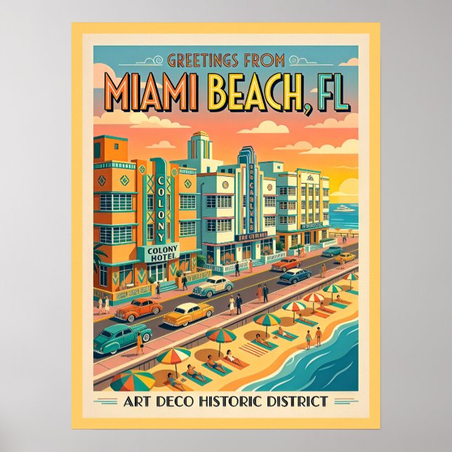 District Art déco de Miami Beach style vintage (Devant)