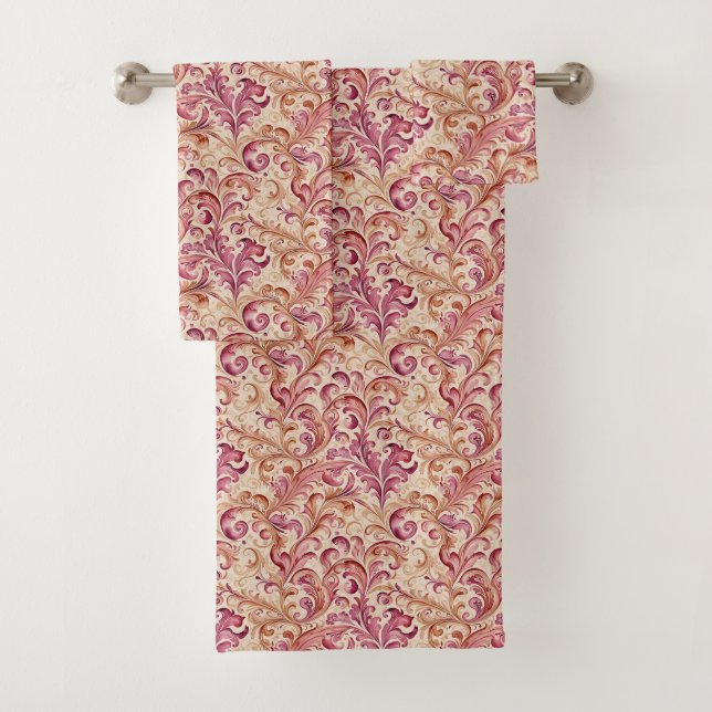 Disty Rose and Taupe Leaf Scroll (En situation)