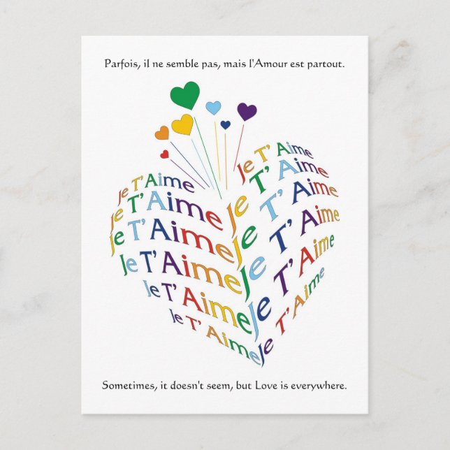 Dites, "Je t'aime" en français / Carte postale (Devant)