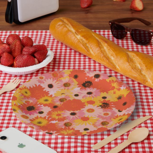 "Dites-le avec des fleurs" Assiette en carton (Pique-nique)