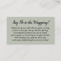 Dites non à l'emballage Baby shower Sage carte cad