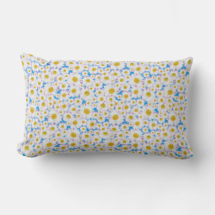 Ditzy Daisy sur Blue Custom Lumbar Coussin