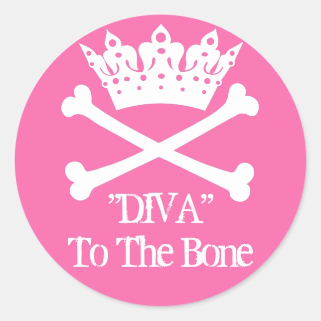"Diva à l'os !" Stickers ronds (PINK) (Devant)