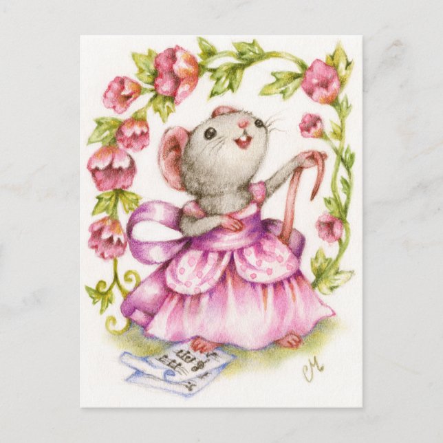 Diva - Cute Musical Mouse Art Carte postale (Devant)
