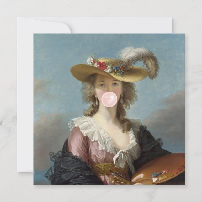 Diva de la gomme à bulles sous un chapeau de paill (Devant)