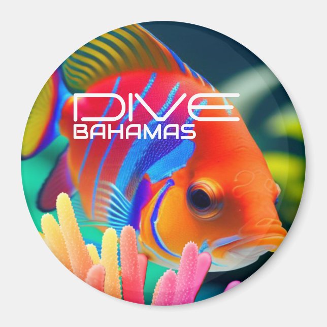 Dive Bahamas - rond Magnet (Devant)