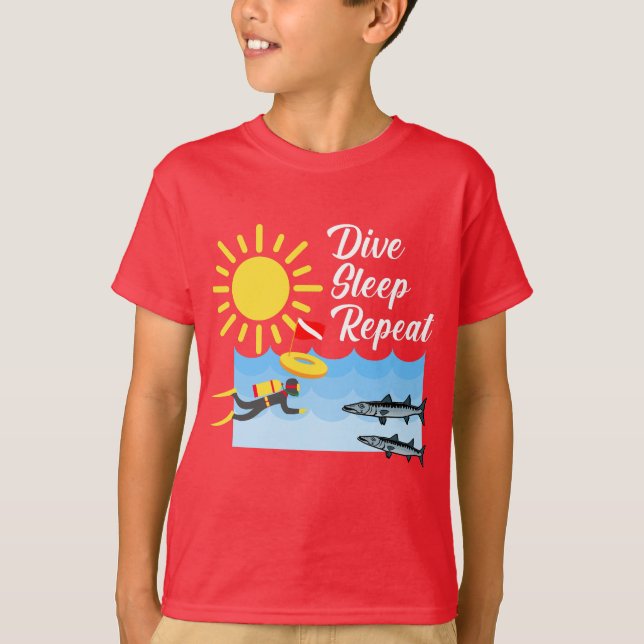 Dive Sleep Repeat Design - Kids' Basic T-Shirt (Devant)