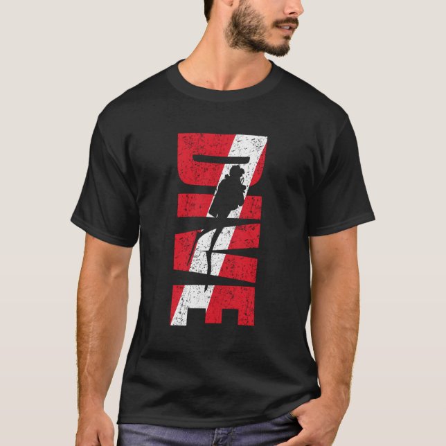Diver Down Dive Drapeau T-Shirt Ombre nage Scuba (Devant)