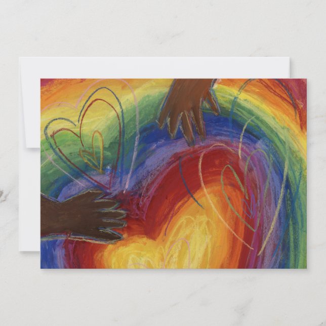 Diversité Amour Coeurs Mains Colorée Invitation (Devant)