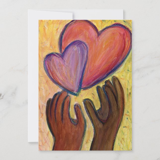 Diversité Amour Coeurs Mains Colorée Invitations (Devant)