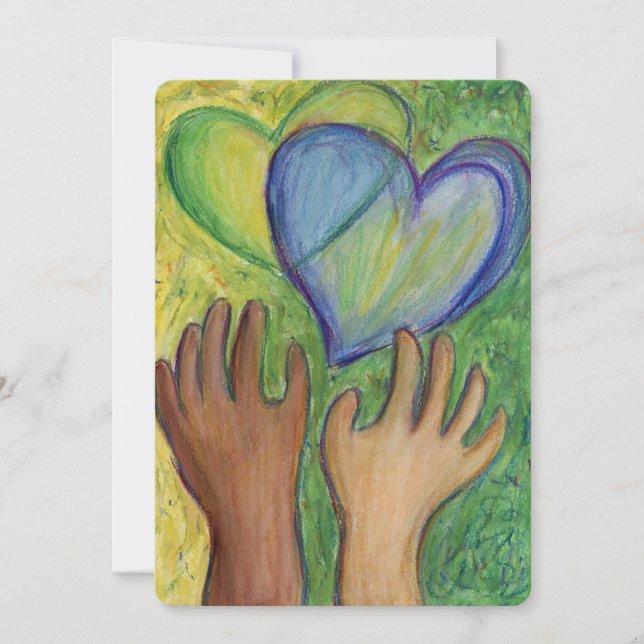 Diversité Amour Coeurs Mains Colorée Invitations (Devant)