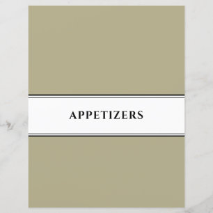 Divider de livre de cuisine Entrées Sage noir