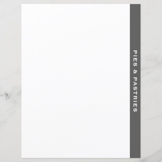 Divider de livre de cuisine | Gris et blanc | Tart (Devant)