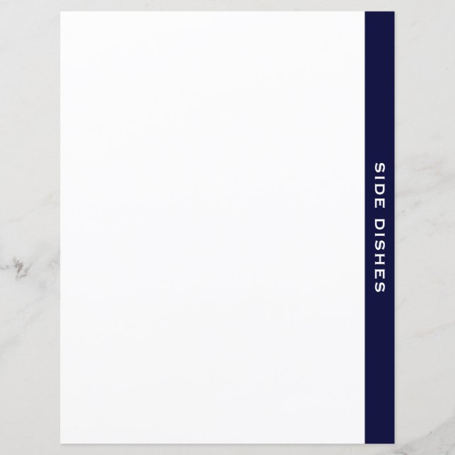 Divider de livre de cuisine | Marine & White | Pla (Devant)