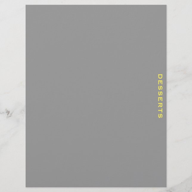 Divider de recette | Desserts | gris et jaune (Devant)