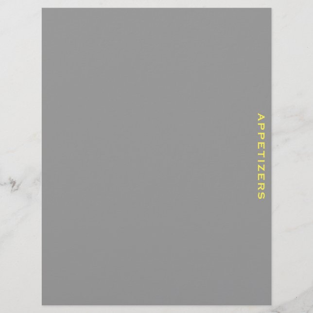 Divider de recette | Entrées | gris et jaune (Devant)