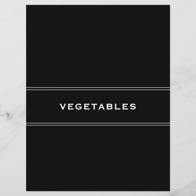 Divider de recette | Noir et blanc | Légumes (Devant)
