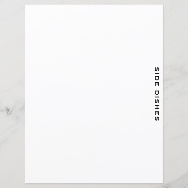 Divider de recette | Plats Côtés | Blanc simple (Devant)