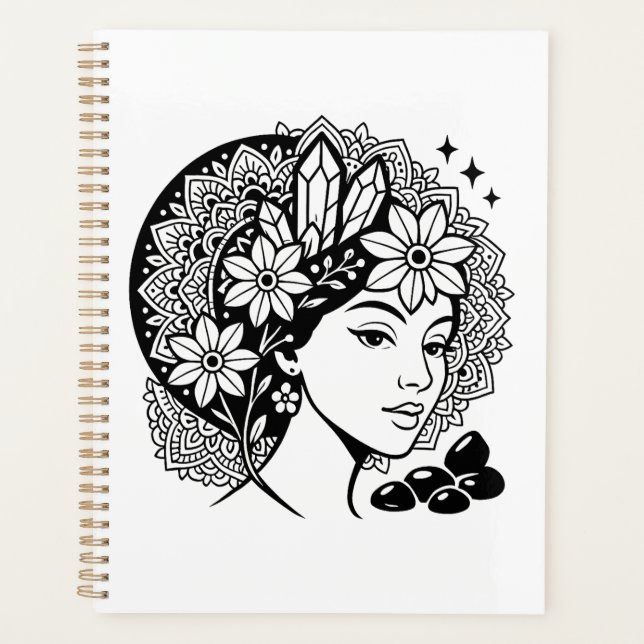 Divine Feminine Mandala Art Floral Crystal Goddess (Devant)