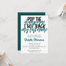 Divorce | Turquoise Pop the Champagne Invitation