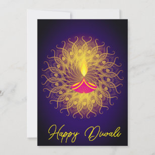 Diwali saluant carte diya de vacances