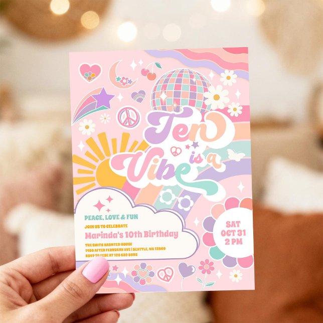 Dix ans c'est une ambiance Invitation rétro funky  (Créateur téléchargé)