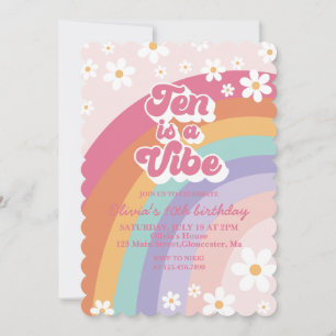Dix est une invitation d'anniversaire Vibe Rainbow