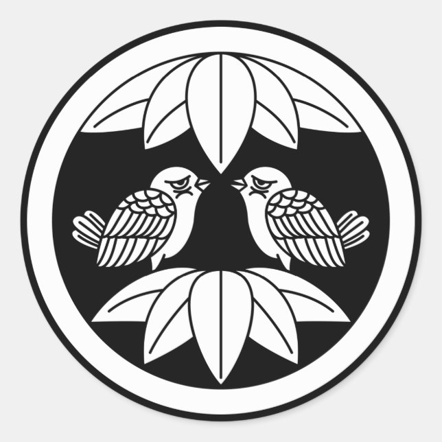 Dix feuilles en bambou & Stickers face aux moineau (Devant)