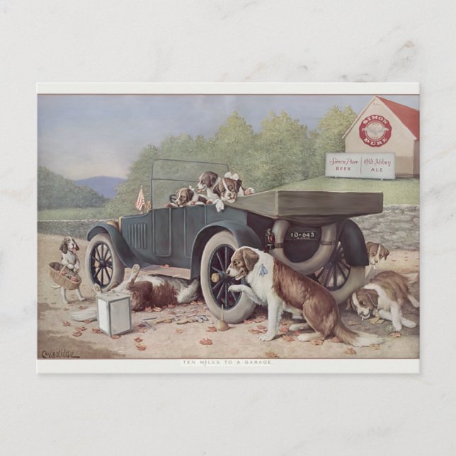 Dix miles à un garage - Carte postale (Devant)