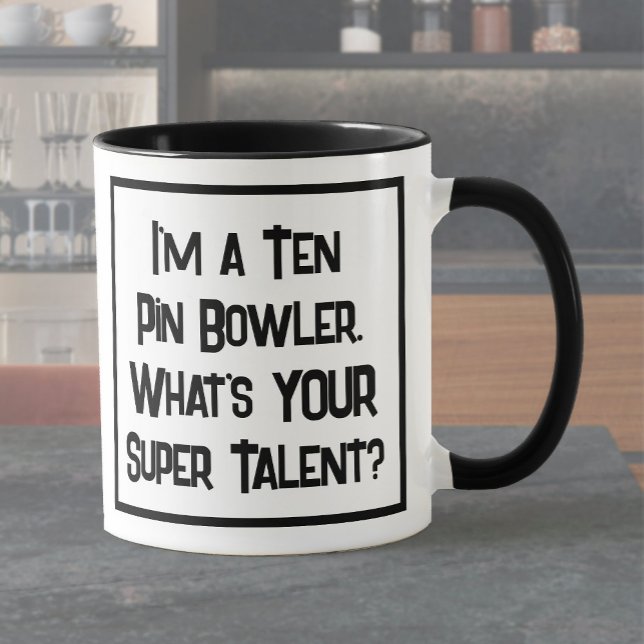 Dix Pin Bowler Super Talent. Mug à café à deux ton (Créateur téléchargé)