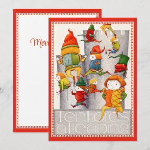 DIX SEINS UN LEAPAPING 5x7 Carte de Noël plate / R