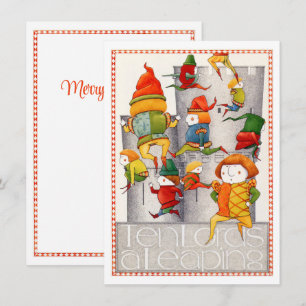 DIX SEN LORDS A LEAPING 4.5x6.25 Carte de Noël pla