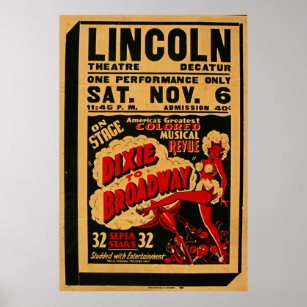Dixie To Broadway 1937 WPA Poster vintage